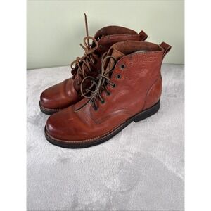 Frye Roland Boots Mens Size 8 Redwood Leather Combat Workwear Lace Up